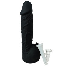 Silikon-Penis, schwarz, 20 cm, mit Bong-Form