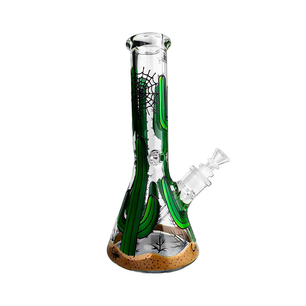 Bongglas, schwarz bemalter Blattkaktus, 32 cm