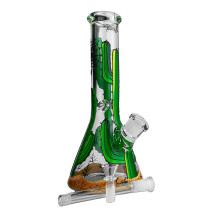 Bongglas, schwarz bemalter Blattkaktus, 32 cm