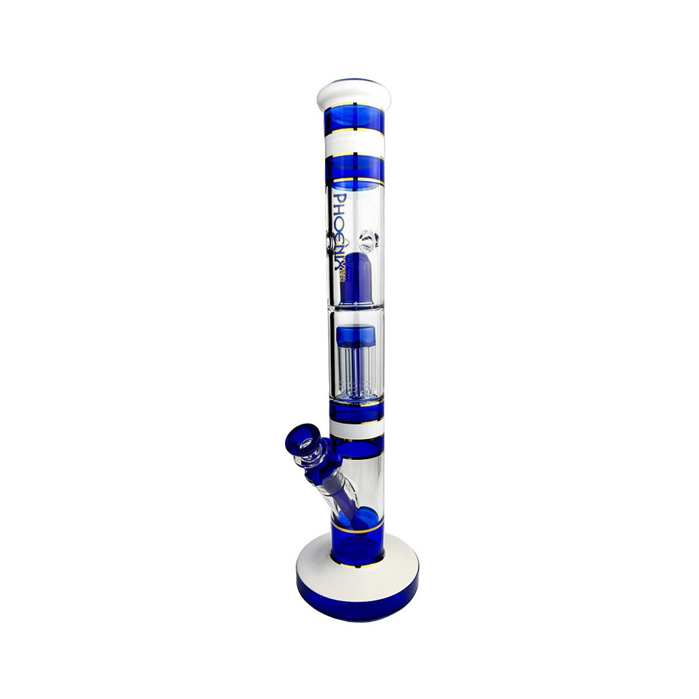 Glasbongo Phoenix 43 cm - Blau-weiß