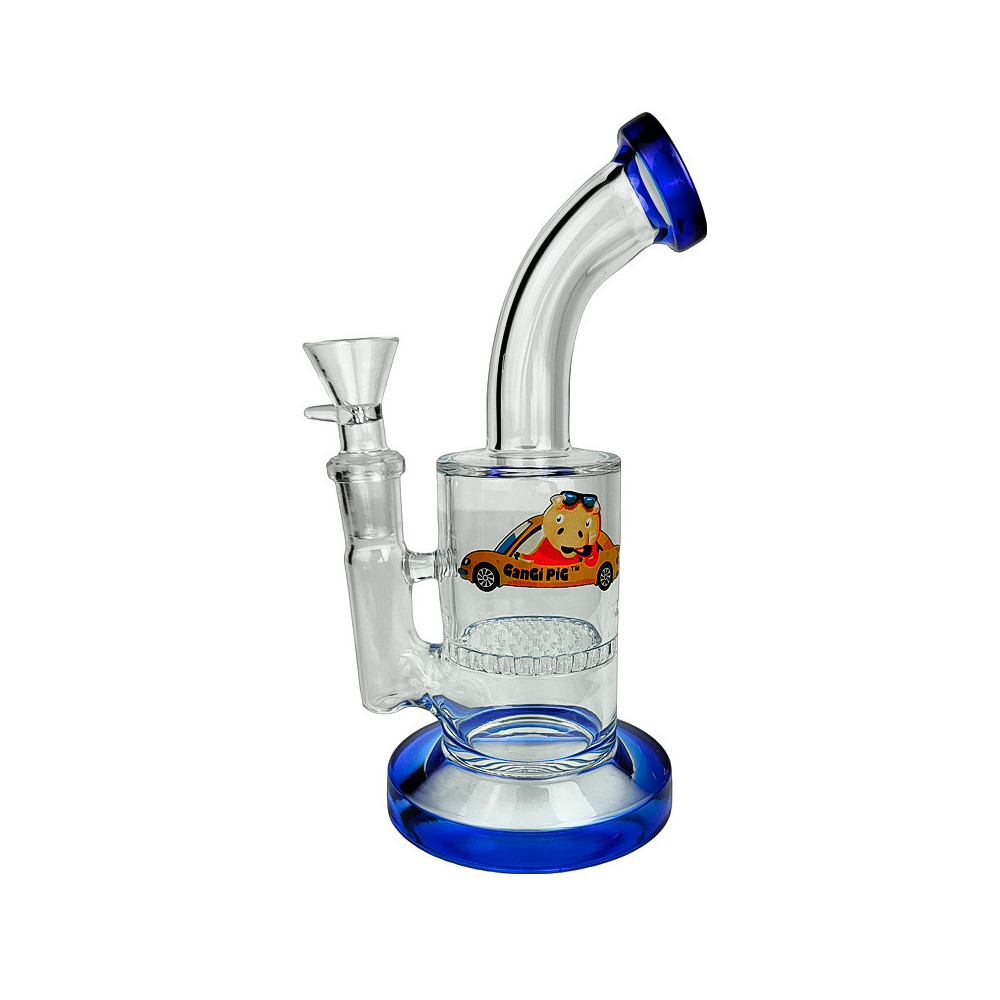Mini-Bong aus Glas, Wabenform, Schwein, 19 cm