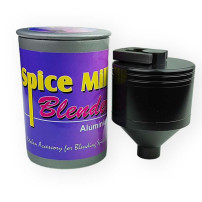 Weiße 3-teilige Mühle mit Trichter und Dose