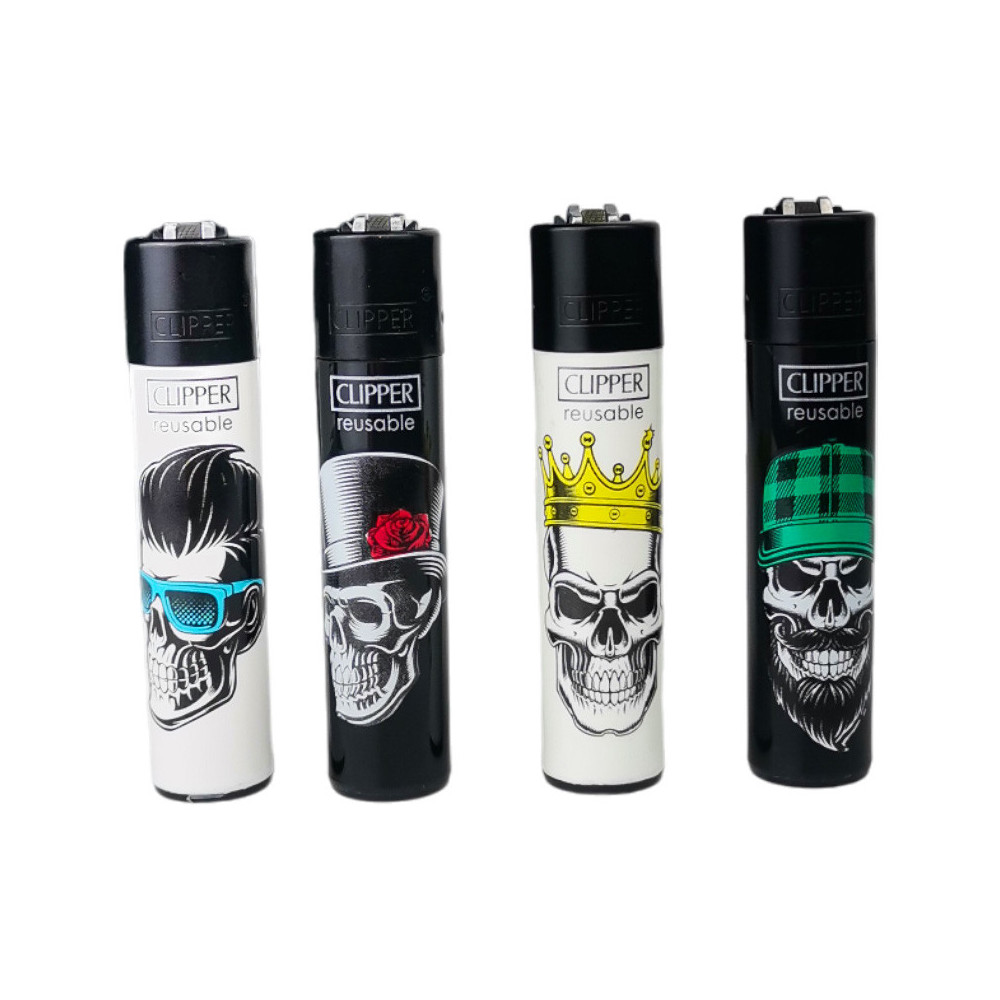 CLIPPER Feuerzeuge, Totenkopf-Serie, 4 Stück