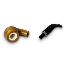 Molina Gebogene Olivenholz-Meerschaumpfeife, ausgeklappt