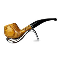 Molina Classic Gebogene Olivenholz-Meerschaumpfeife von der Seite