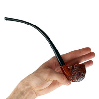 Molina Bent Apple Churchwarden Rusticated Pfeife in der Hand
