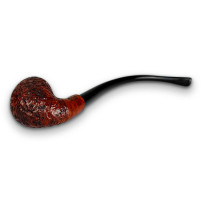 Molina Bent Apple Churchwarden Rusticated Pipe, horizontal