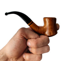 Pfeife Molina Bent Poker Handgefertigt Gerade Maserung Natur in Hand