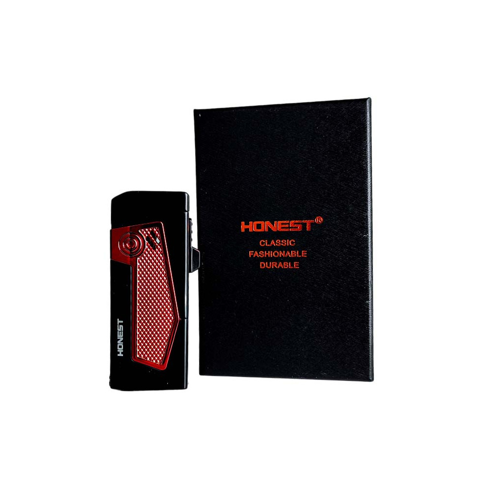 Honest Red Metallic 4-Düsen-Feuerzeug – mit Box