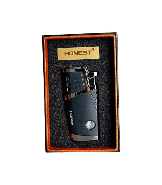 Honest schwarzes 2-Düsen-Feuerzeug mit Cutter - in Originalverpackung