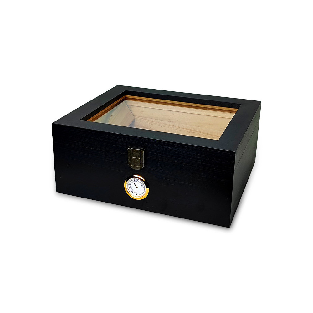 Box mit Hygrometer, schwarz