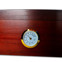 Kasten mit Hygrometer, braune Ansicht des Hygrometers