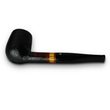 Bruyère-Tabakpfeife Molina Zebrano - Sandgestrahlte schwarze Farbe und "Woodstock"-Form - seitlich liegend