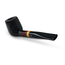 Bruyère-Tabakpfeife Molina Zebrano - Sandblast B in Schwarz und „Woodstock“-Form - Ansicht des Mundstücks