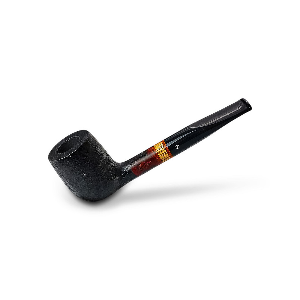 Bruyère-Tabakpfeife Molina Zebrano – Sandgestrahlt, schwarz, Form „Woodstock“.