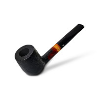 Bruyère-Tabakpfeife Molina Zebrano - Sandblast B in Schwarz und „Woodstock“-Form - Ansicht des Pfeifenkopfes