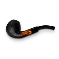 Bruyère-Tabakpfeife Molina Zebrano - Sandgestrahlt C schwarze Farbe und "Ei"-Form - seitlich liegend