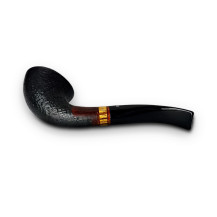 Bruyère-Tabakpfeife Molina Zebrano – Sandgestrahlt F, schwarze Farbe und „Kalebassen“-Form – seitlich liegend