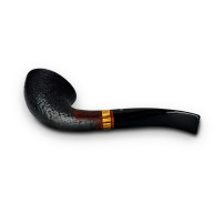 Bruyère-Tabakpfeife Molina Zebrano – Sandgestrahlt F, schwarze Farbe und „Kalebassen“-Form – seitlich liegend
