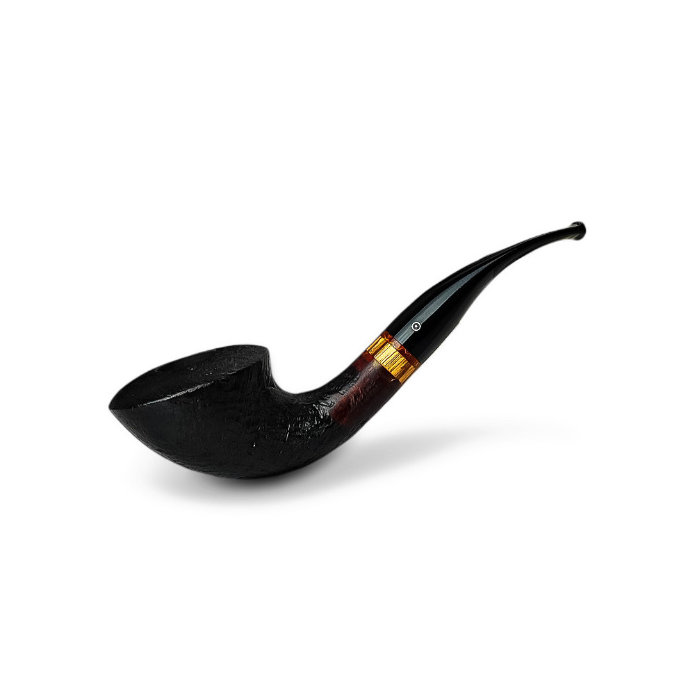 Bruyère-Tabakpfeife Molina Zebrano – Sandgestrahlt, schwarze Farbe und „Kalebassen“-Form