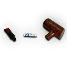 Molina Snorty – Tabakpfeife aus braunem Bruyèreholz, braun in der Farbe und in „Poker“-Form – auseinandergefaltet und in einem P