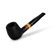 Bruyère-Tabakpfeife Molina Zebrano – Sandgestrahlt. Schwarze Farbe und „Apfel“-Form – Ansicht des Pfeifenkopfes.