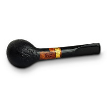 Bruyère-Tabakpfeife Molina Zebrano – Sandgestrahlt. Schwarze Farbe und „Apfel“-Form – liegend.