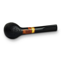 Bruyère-Tabakpfeife Molina Zebrano – Sandgestrahlt. Schwarze Farbe und „Apfel“-Form – liegend.