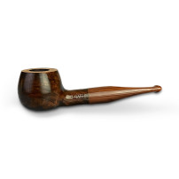 Molina Carramela – Braun. Eine Bruyère-Tabakpfeife in braun-schwarzer Farbe und gerader Topfform – seitlich liegend.
