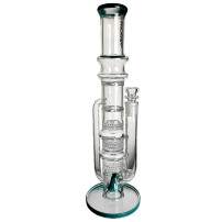 Glasbong Dušan 8honeycomb 2turbine American Rod perc türkisfarben