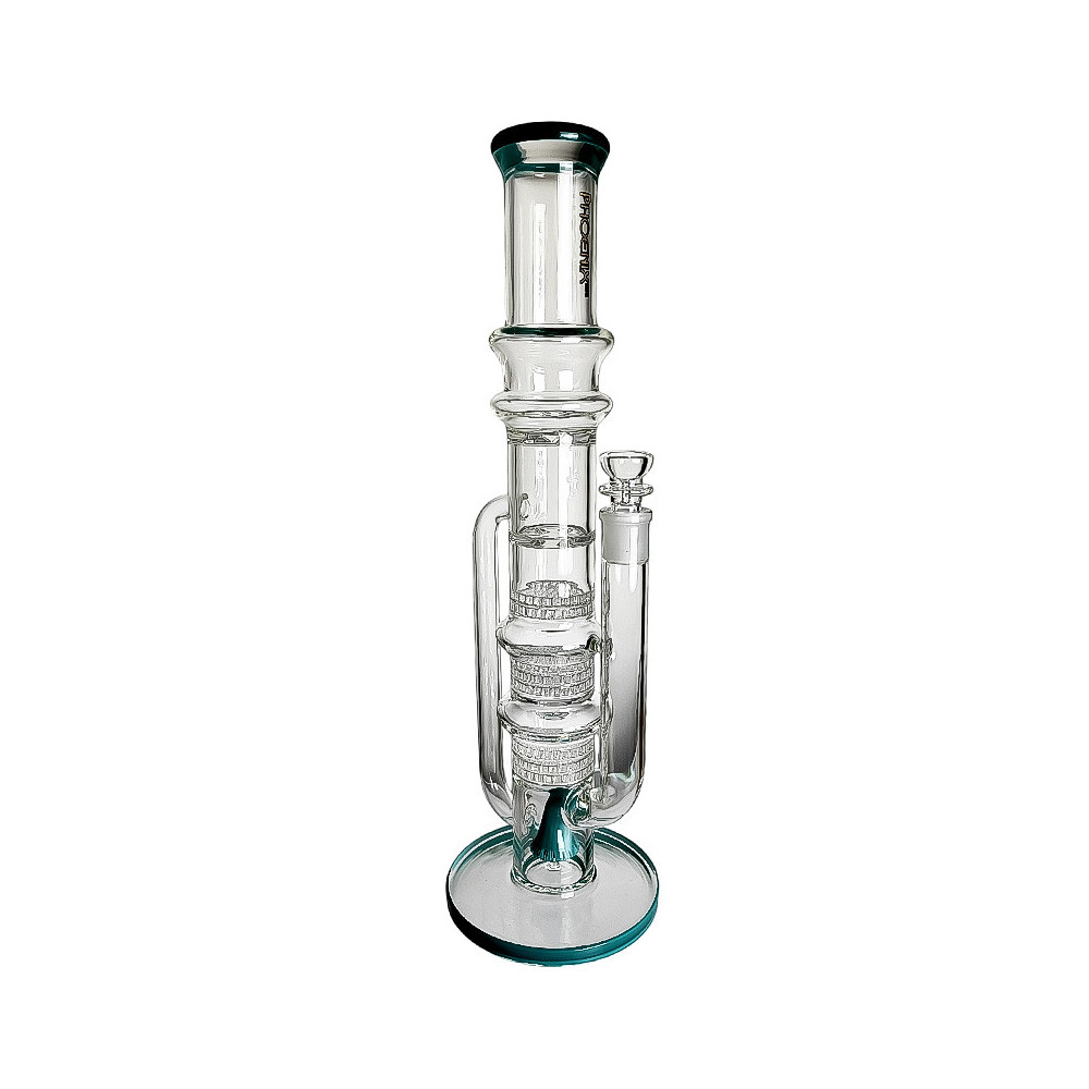 Glasbong Dušan 8honeycomb 2turbine American Rod perc türkisfarben