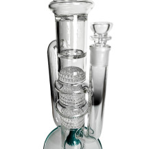Glas-Bongo Dušan 8-Waben-2-Turbinen-American-Rod-Perkolator, türkisfarben - Ansicht des Kaskadensystems
