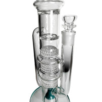 Glas-Bongo Dušan 8-Waben-2-Turbinen-American-Rod-Perkolator, türkisfarben - Ansicht des Kaskadensystems