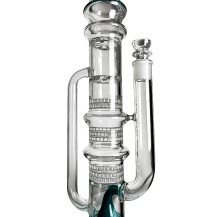 Glas-Bongo Dušan 8-Waben-2-Turbinen-American-Rod-Perkolator, türkisfarben - Ansicht der Diffusoren und der Wabenstruktur