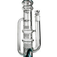 Glas-Bongo Dušan 8-Waben-2-Turbinen-American-Rod-Perkolator, türkisfarben - Ansicht der Diffusoren und der Wabenstruktur