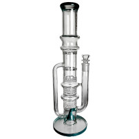 Glas-Bong Dušan 8honeycomb 2turbine American Rod perc türkis - Seitenansicht der Bong
