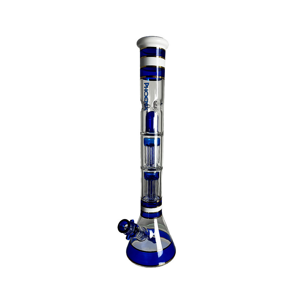 Glass Bongo PHX Doppel-8-Arm-Perkolatoren blau
