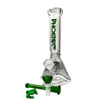 Phoenix Square Glass Bongo Green - ausgewähltes Fallrohr und Puff