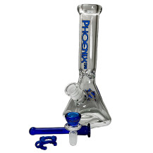 Glas-Bongo Phoenix Square Blue - ausgewähltes Fallrohr und Puff