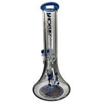Phoenix Beaker Glasbong in blauer Farbe – Ansicht der Rückseite der Bong