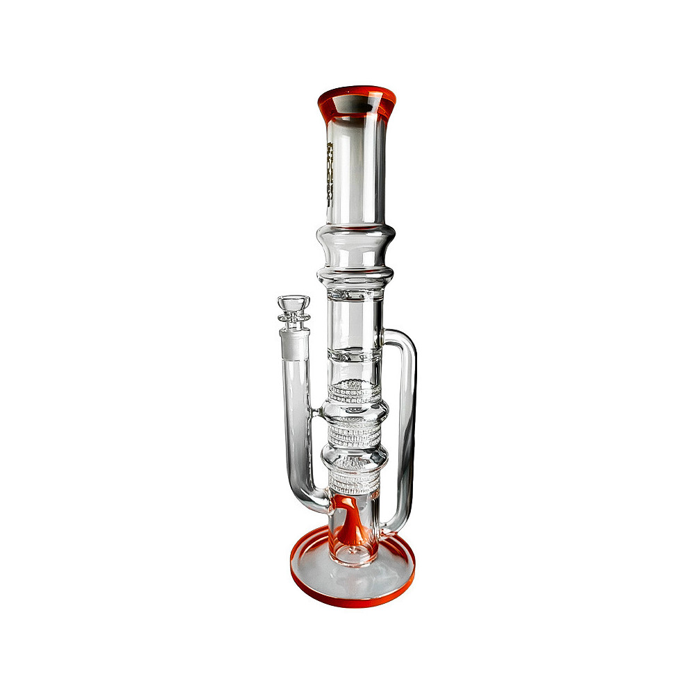 Glas-Bong Dušan 8 Honeycomb 2 Turbine American Rod Perc orange Farbe - Seitenansicht der Bong