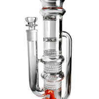 Glas-Bongo Dušan 8-Waben-2-Turbinen-American-Rod-Perkolator, türkisfarben - Ansicht der Diffusoren und der Wabenstruktur