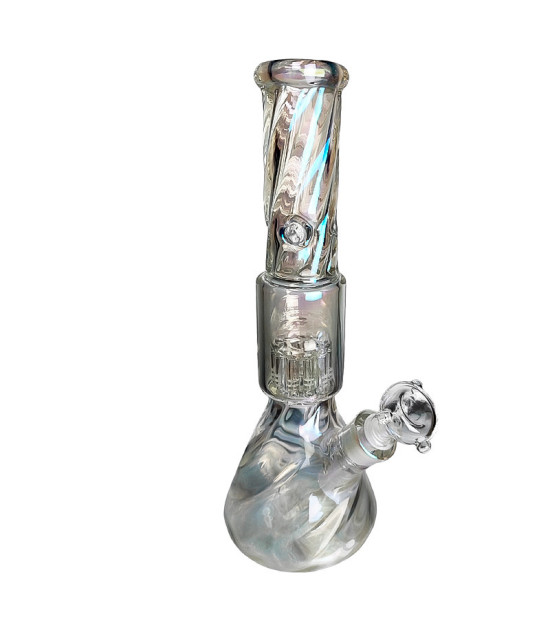 Glas-Bongo, holografischer Regenbogen, 10-armiger Perco