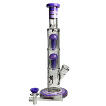 Glass Bongo Purple Phoenix Doppel-8-Arm-Perkolatoren Gold Line – ausgewähltes Downpipe und Puff