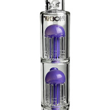 Glas-Bongo, lila, Phoenix Doppel-8-Arm-Perkolatoren, Gold Line – Ansicht von 2-fachem 8-Arm-Diffusor-Bongo