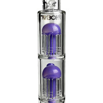 Glas-Bongo, lila, Phoenix Doppel-8-Arm-Perkolatoren, Gold Line – Ansicht von 2-fachem 8-Arm-Diffusor-Bongo