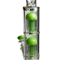 Glas-Bongo, grün, Phoenix Doppel-8-Arm-Perkolatoren, Gold Line – Ansicht von 2 x 8-Arm-Diffusor-Bongo