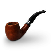 Bruyère-Tabakpfeife SAVINELLI - Minerva Liscia Nat 601, braune Farbe, Form „Bent Billiard“.