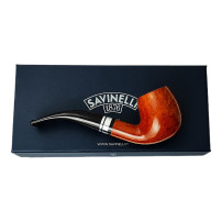 Bruyère-Tabakpfeife SAVINELLI - Minerva Liscia Nat 601, braune Farbe, Form „Bent Billiard“ - mit Geschenkbox
