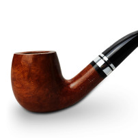 Bruyère-Tabakpfeife SAVINELLI - Minerva Liscia Nat 601, braune Farbe und „Bent Billiard“-Form - Kopf